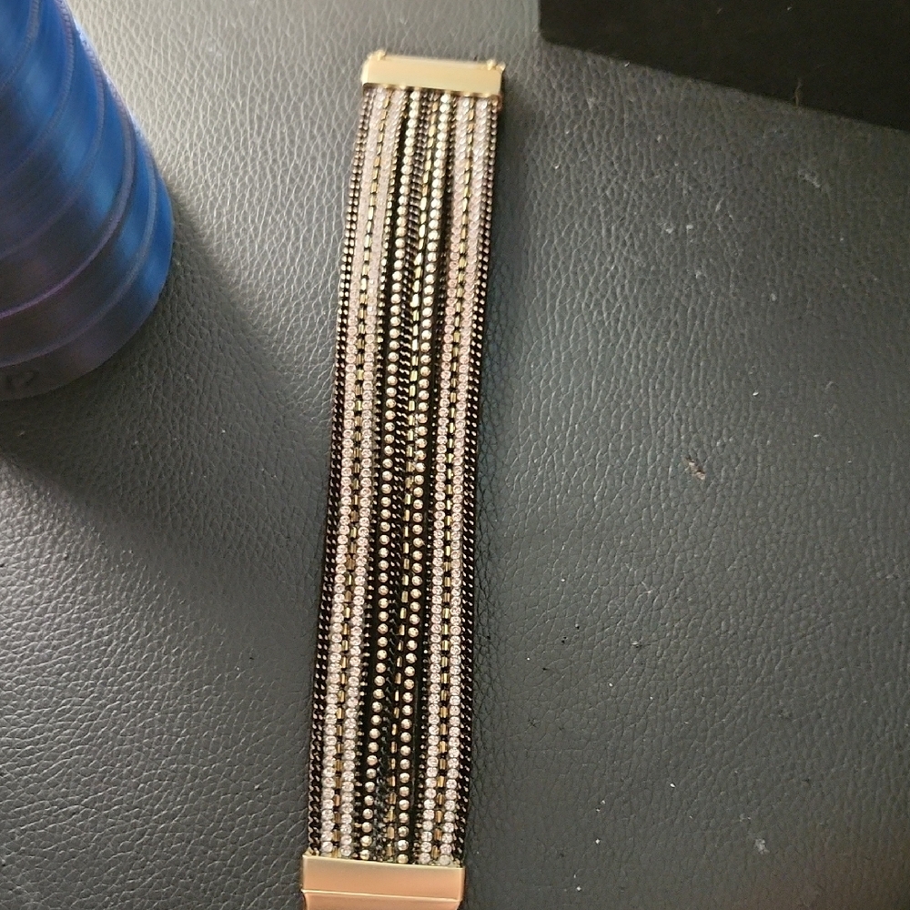 Gold and Black Beaded Bracelet